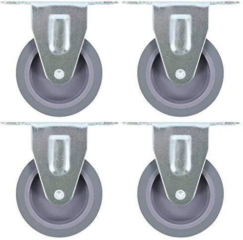 Boltkex Bockhjul 4 st 75 mm TPR-gummi med zinkbelagd järnram för verkstad, lager, industri och transportvagnar, ljudlös, stötsäker, repskyddande, rymmer upp till 45 kg per rulle