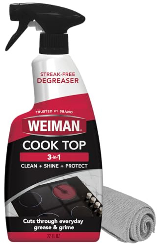 Weiman Daily Cooktop Cleaner & Degreaser, 22 Fl Oz with Microfiber Cloth