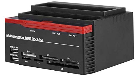 Dual-Bay 2.5/3.5 Hard Drive Dock Station IDE HDD Enclosure Docking Dock Station USB2.0 Hub Card Reader