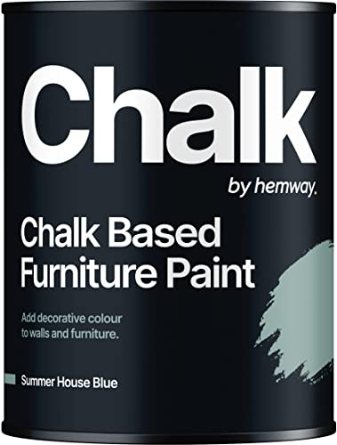 Chalk Based Furniture Paint, Summer House Blue 1L, Matt Finish Shabby Chic, Chalk Paint Furniture & Walls, Quick Dry & 1 Coat, Hemway