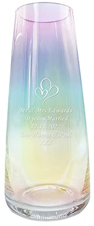 Personalised Vase for Flower Engraved Vase Custom Flower Vases Gift for Christmas Mothers Day Wedding Engagement Anniversary Retirement Valentines Day (Design 2)