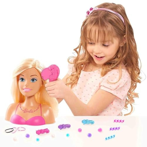 Barbie Styling Head, 17 Pieces Include Styling Accessories, Hair Styling for Kids, by Just Play (Black)