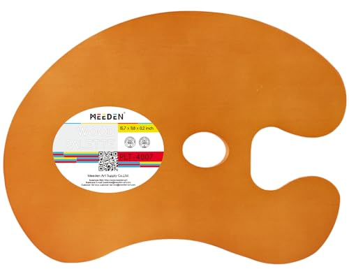 MEEDEN Mischpalette aus Holz, Honig-farbige Platte für Ölgemälde Acryl, Künstler Palette mit ergonomischen großen Daumenloch