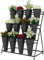 DSVONAUS Flower Display Stand with Flower Buckets - 3 Tier Metal Plant Stand with Wheels, Moving Plant Shelf Large Capacity Flower Rack Cart for Garden Balcony Florist