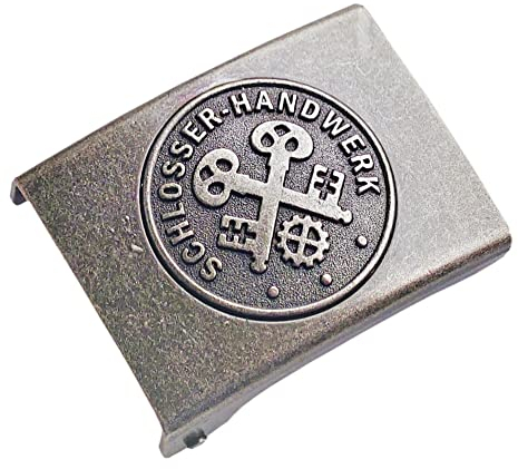 GravurManufakturBerlin Koppelschnalle Schlosser Handwerk Zunftzeichen Meister, Meisterschüler, Geselle, Lehrling, Alt-Meister Koppelschloss (Vintage)