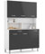 IDMarket - Aparador de cocina 120 cm CINA 6 puertas + cajón blanco y gris brillante