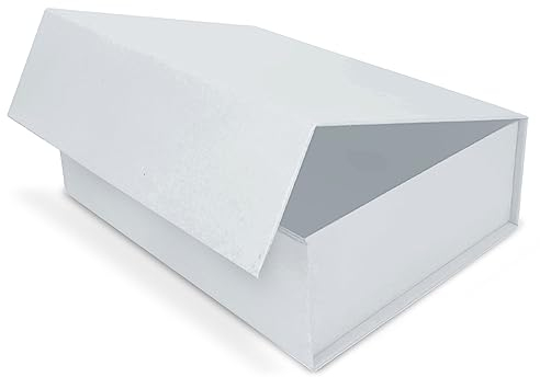 Verpackungswelt Geschenk-Box mit Deckel | 31 x 22 x 10 cm | Magnet-Verschluss | Hochzeit, Geburt, Weihnachten | Geschenk-Verpackung in Weiß