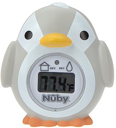 Nuby Bath and Room Digital Thermometer - Baby Thermometer for Safe and Cozy Bath and Room Temperatures - Penguin