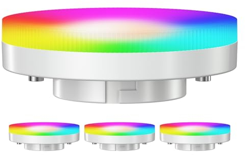 ledscom.de 4 Stück GX53 LED RGB Leuchtmittel, warmweiß - kaltweiß (2900-6100 K), 6,6 W, 670lm, 107°, Smart Home, WLAN, Alexa, matt