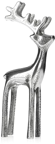 com-four® figura decorativa scultura di renne in alluminio - accessorio per la casa natalizio ed elegante - espositore in metallo per l'inverno (01 pezzo - grande)