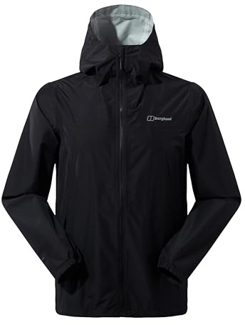 Berghaus Men's Deluge Pro Waterproof Shell Jacket | Adjustable | Durable Coat | Rain Protection Waterproof Jacket, Black/Black, M