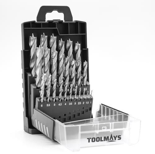 TOOLMAYS Brocas HSS-G para Madera - 25 Piezas, Set de 1-13 mm con Pasos de 0,5 mm