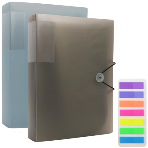 ZOCONE 2 Pcs A4 Display Folder Total 200 Pockets, A4 Display Book Folders Document Book | Presentation Folders Document Project Folder with Plastic Sleeves & Safety Rope for Office (B)