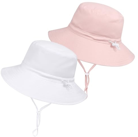 Baby Toddler Sun Hat,Boys Girls Adjustable Bucket Hat for Kids UPF 50+ Sun Protective Child Summer Beach Hats 0-6 Months
