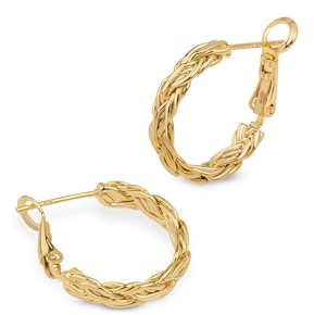 Amberta Trendiga Kraftiga 925 Sterling Silver Post Tvistade Creoler för Kvinnor | Runda Statement-Creoler, Klassisk Gåva, Lättvikt: 14K Guldpläterade Fiskbensdesign 20 mm Hypoallergen
