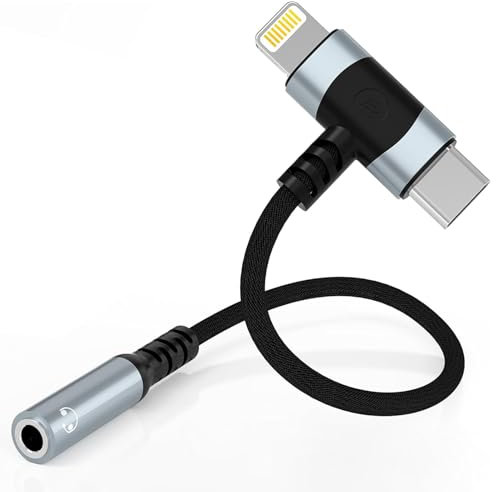 Leloco Adaptateur 2 en 1 USB C + Lightning jack