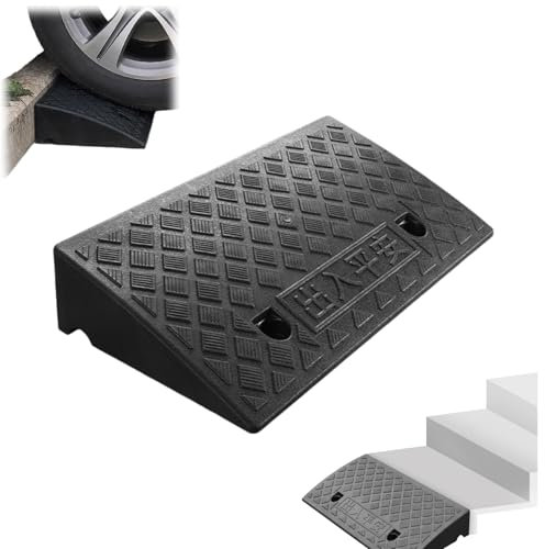 en Caoutchouc De Trottoir, Rampe De Seuil pour Marche Hauteur 5-11 Cm, Rampe De Bordure pour Trottoirs, Voitures, Camions, Accès, Vélos, Motos, Chiens, Fauteuils Roulants (Noir, 50CM*27CM*7CM)