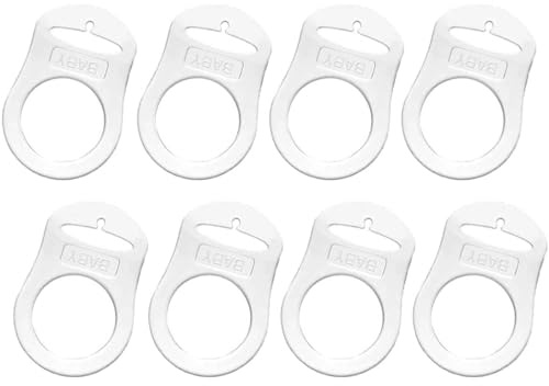 8 Pcs Silicone Dummy Clip Adapter Rings – Transparent Pacifier Holder Ring Adapters – Button Style Baby Pacifier Clip Connectors – Ideal for Baby Dummies & Soothers (Clear)