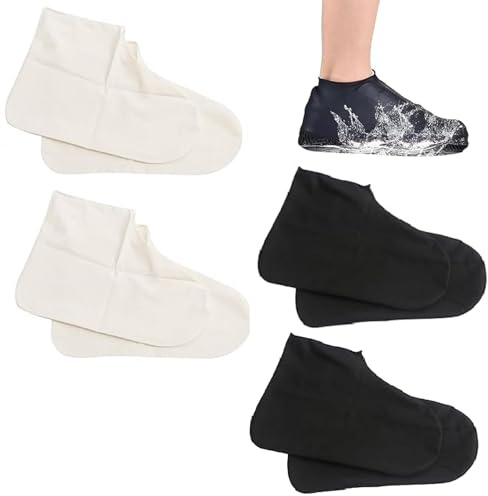 Bavooty Reusable Waterproof Shoe Covers,4Pairs Latex Shoe Covers Reusable,Non Slip Waterproof Overshoes for Rainy, Snowy, Outdoor Cycling Hiking