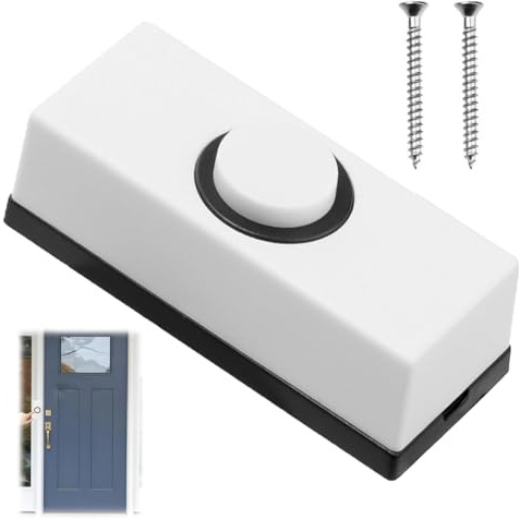 Wired Door Bell Push, Universal Wired Doorbell Button, Wall Mounted Doorbell Switch with 2Pcs Screws Fits Most Door Bell Chimes for Home Garage