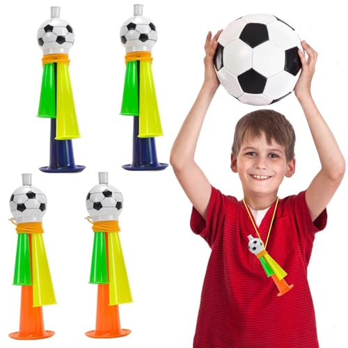 NiceNaiils 4 Piezas Vuvuzela de Plástico, Trompetas de Animación para Estadio, Bocinas para Animar en Fútbol y Fiestas Infantiles