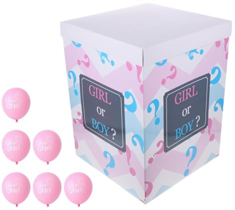 KALLORY Juego de Globos Grandes para Revelación de Género con Caja de Confeti Rosa y Decoración de Papel para Fiestas de Embarazo y Eventos Variados