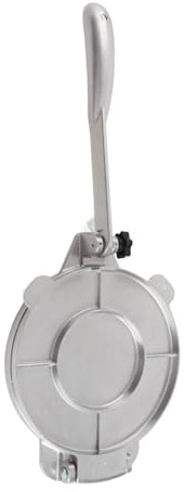 BAOFUYA Tortillapress, Manuell Tortillamaskin i Aluminiumlegering, Multifunktionsdegpress för Tortillasbakelser och Handpajer, Lättanvänd för Hemmatlagningsentusiaster (16 cm Silver)