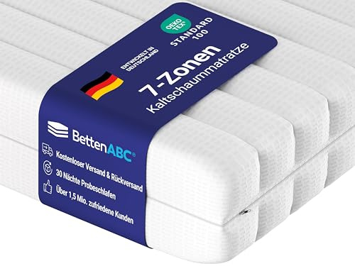 Betten-ABC - Matratze (KSP-500) - 200x220 cm (H4) - 7-Zonen Matratze aus Kaltschaum - Hypoallergen & Antibakteriell - Oeko-TEX® Zertifiziert - Bezug abnehmbar & waschbar - Lieferung per Paket