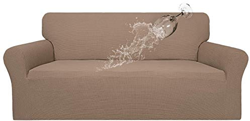 Easy-Going 100% Waterproof Couch Cover, Dual Waterproof Sofa Cover, Stretch Jacquard Sofa Slipcover, Leakproof Furniture Protector for Kids, Pets, Dog and Cat (Sofa, Camel)