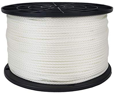 1/8 inch White Dacron Polyester Rope - 500 Foot Spool | Solid Braid - Industrial Grade - High UV and Abrasion Resistance - Low Stretch