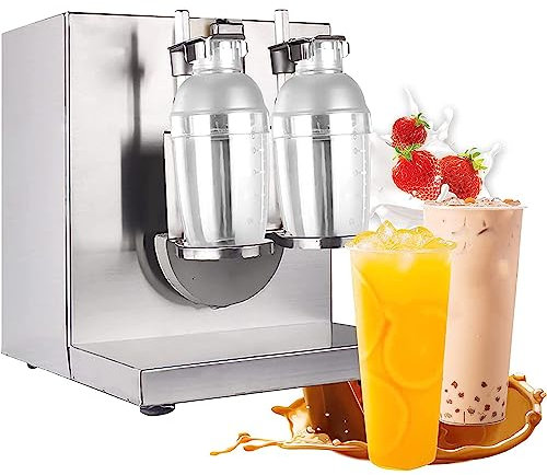 Máquina batidora de leche de doble cabeza, máquina batidora de té de leche automática, bebidas agitadoras de doble cabeza giratorias de 360 ​​° 340r / min, para cóctel de vino con leche, café, jugo de
