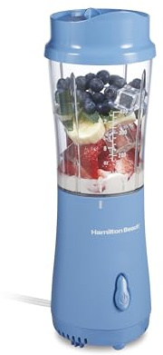 Hamilton Beach Portable Blender for Shakes and Smoothies, 14 Oz BPA Free Travel Cup & Lid, Durable Stainless Steel Blades, Personal Smoothie Blender, Tranquil Blue (51172)
