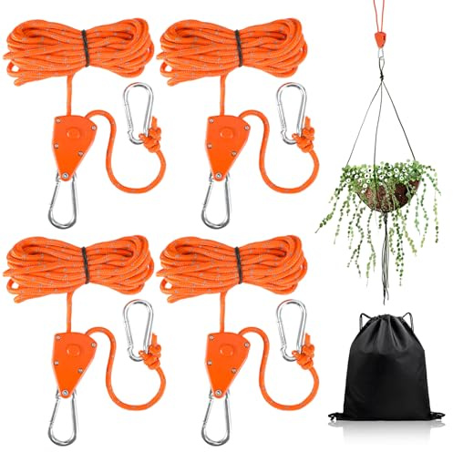 ueslwser 4 corde di tensione da 4 mm con tenditore, 4 m di tensione riflettenti, cricchetto regolabile con gancio, corda luminosa per tenda da campeggio