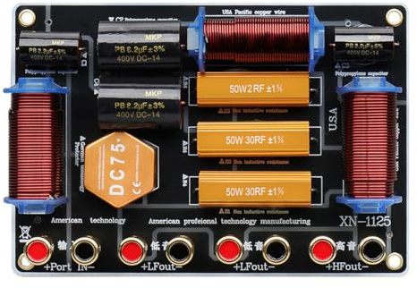 Laroal Crossover de Altavoz de Alta Potencia de 1300 W, Divisor de Dos Frecuencias, uno Alto y Dos Bajos para Altavoces Dobles de 12 o 15 Pulgadas