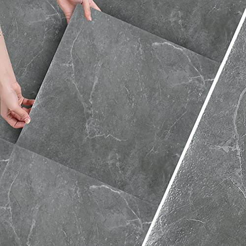 Peviasot PVC-golvmatta, 30 x 30 cm vinylgolv, halkfritt vattentätt, självhäftande vinylgolv, 4 m²/44 kakel tjocklek 1,5 mm, golvklistermärken för kök och hus, golvkakel (grå marmor)