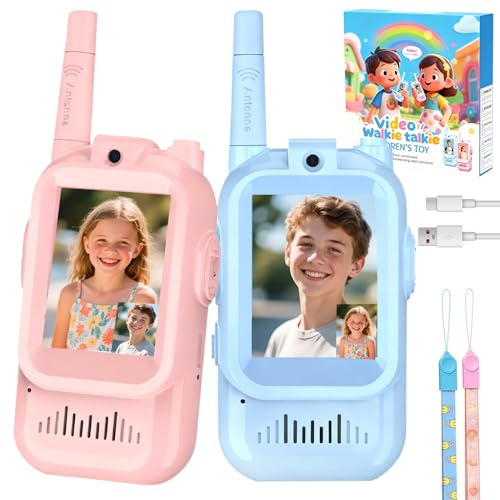 2PCS Video Walkie Talkies for Kids, Rechargeable Walkie Talkies with Camera & Voice Changer, Childrens Walkie Talkies for Boys and Girls Birthday Gifts, Electronic Games for Indoor Outdoor Play