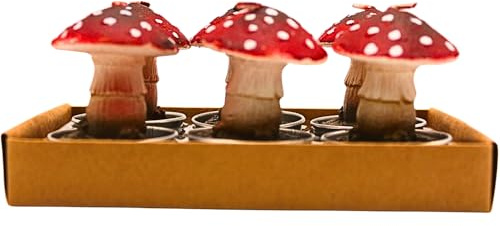 Värmeljus svamp, höstljus, höstteljus, flugsvampljus, ljusdekoration svampfigur, dekorativt ljus svampmotiv, figurljus svamp, vaxljus som röd flugsvamp, leveransomfattning: 6 stycken, L/B/H 4 x 4 x 5
