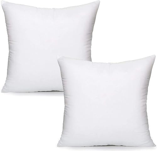 SK Stores Pack of 2 Hollowfibre Cushion pads 45cm x 45cm - White square Cushions - Standard pack of Hypoallergenic Cushion inserts 45cm x 45cm (Pack of 2 | 18x18)