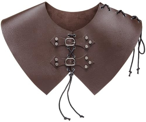 Abbdbd Harnais D'épaule Médiéval Viking en Cuir PU, Col Châle pour Halloween, Cosplay Soirées Déguisées.