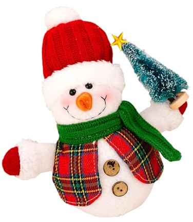 Figurine de bonhomme de neige éclairante à LED, décoration de bureau en plastique, fonctionne à piles, décoration festive pour le bureau ou le salon de Noël Figurine de bonhomme de neige à LED de Noël