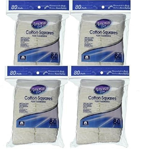 Amoray pure cotton square for Baby Care And Makeup Care and An Essential for Any Household, 4 pack of 80 count total 320 count