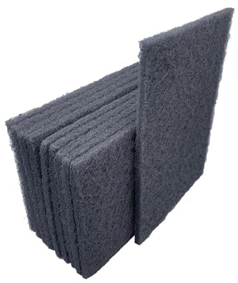 VSM 10-Pack: 6 x 9, Gray - Ultra Fine, Non-Woven Hand Pad, Silicon Carbide Grains, Rust and Oxidation Resistant, Multipurpose Abrasive Scrub Pad for Finishing and Cleaning