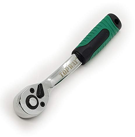 TOPWAY Llave de Carraca 1/4, Mango para Llave de Tubo de Liberación Rápida de 72 Dientes, Acero al Cromo Vanadio, Herramienta para Taller de Reparación de Automóviles, 150mm 421907
