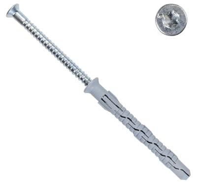 PARCO Chevilles à cadre avec vis à tête fraisée TX40 (10 x 260 mm, 25 pièces) – Chevilles pour façade et à tige longue, chevilles pour cadre de fenêtre, chevilles pour fenêtre pour cadres de fenêtre