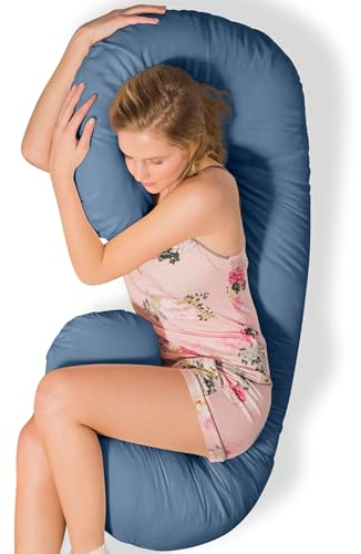 Traumreiter Seitenschläferkissen mit Bezug Taubenblau I Lumbardo Schwangerschaftskissen, Komfortkissen Erwachsene Seitenschläfer Schwangere Kissen Schwangerschaft XXL Stillkissen