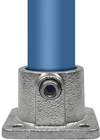 KLEMP Bride de sol, Quadratique, bride murale, bride de plafond, support, en fonte malléable, zinguée à chaud, vis incluses Typ 11C - 33,7 mm / 1