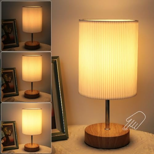 Sänglampa Touch Dimbar, HSLlighting Bordslampa Touch Dimbar Glödlampa 3 Ljusstyrka Justerbar Skrivbordslampa Minimalistisk Bordslampa för Sängbord Sovrum Läsning Vardagsrum (Runt, 1)