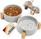 HOMABLE Hundenapf Keramik - Doppel Napfset mit Bambusständer - Futternapf für Hund und Katze - Kleine Hunde, Welpen, Katzen - Katzennapf - Fressnapf Futterstation grau 400ml