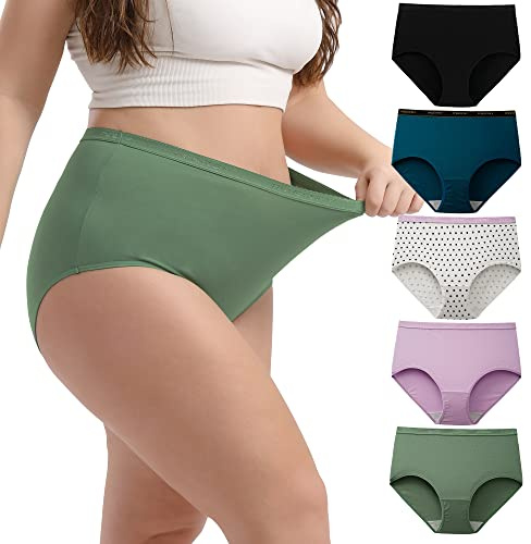 INNERSY Culotte Grande Taille Confort Slip Femme Coton Haute 44-62 Lot de 5 | sous-vêtement XL-5XL, Culottes Couverture Complète, Entrejambe 100% Coton, Sans Étiquette, Post Cesarienne, Confort Quotidien