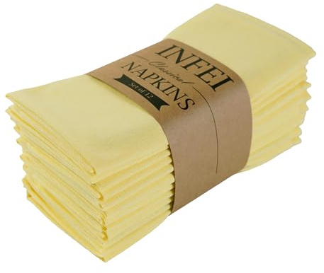 INFEI tygservetter, set med 12 (40 x 40 cm) – blandning – gul